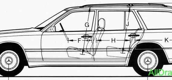 Mercedes W 124 T-Model (1986) (Mercedes B 124 T-Model (1986)) - drawings (drawings) of the car